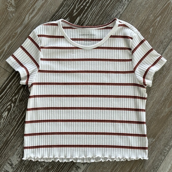 American Eagle Sz M Ribbed Knit Striped Crop Top - Picture 5 of 7